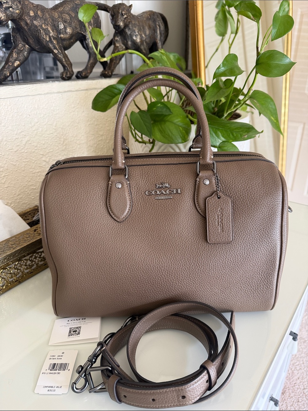 New large COACH ROWAN Pebbled Leather
